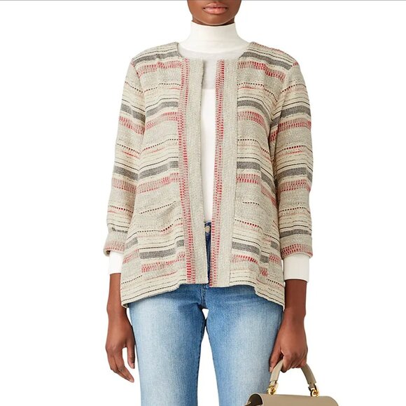 bobeau Jackets & Blazers - BOBEAU “Katee” Jacquard Striped Jacket – Ivory Mix (Size S) – NWT